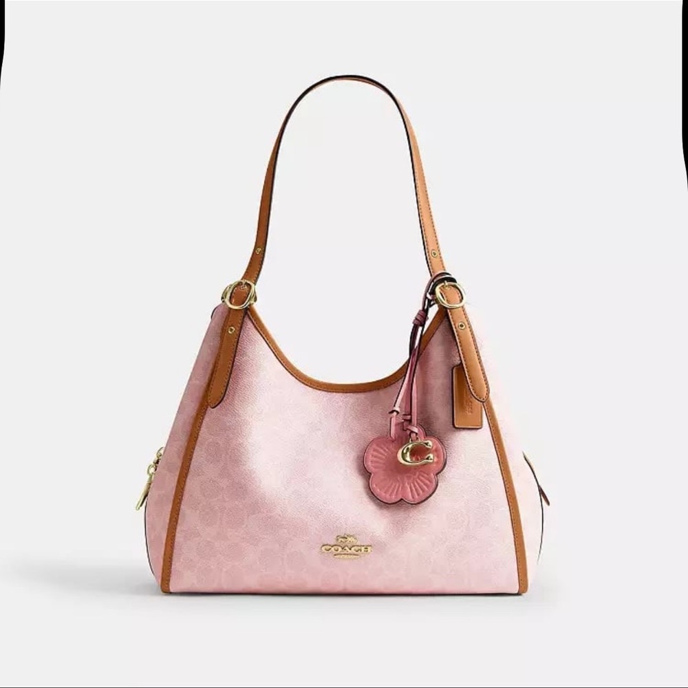 NWT! COACH Erin Shoulder Bag In Signature Canvas With Charm (POWDER PINK)